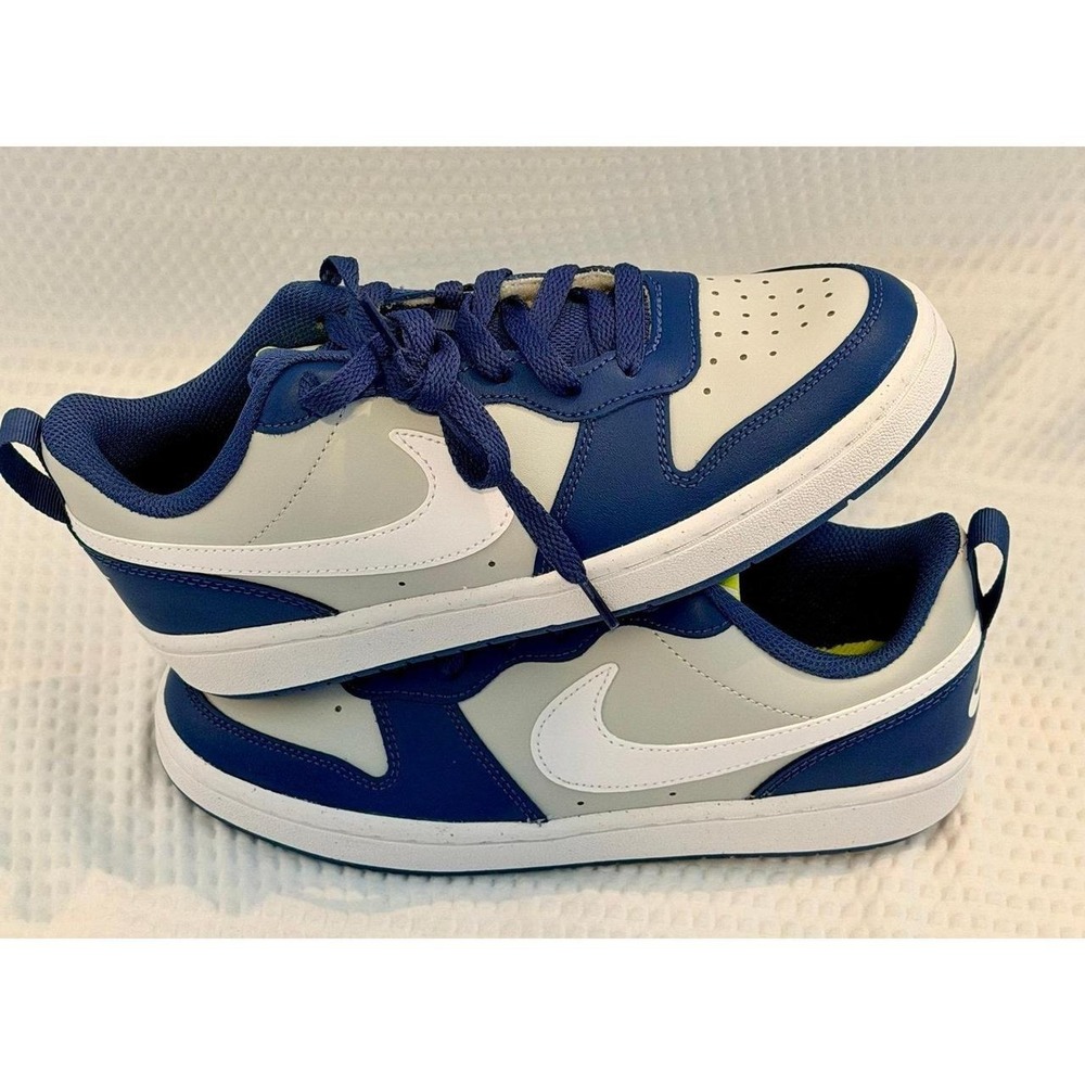 Nike Court Borough 2 Low 2 BQ5448-016 Grey  Fog Mystic Blue GS Size 5.5Y/7W NWT
